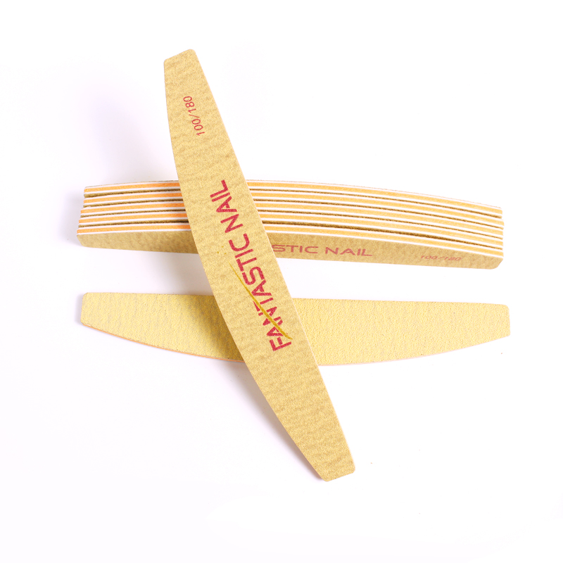 China Nail Tool Supplies Double Sided Brown Sanpaper Nail File Half Moon EVA Nail File