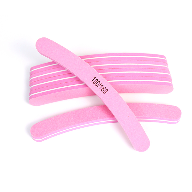 Wholesale Durable japanese Sandpaper Nail Files 100 180 grit Pink Sponge Nail File