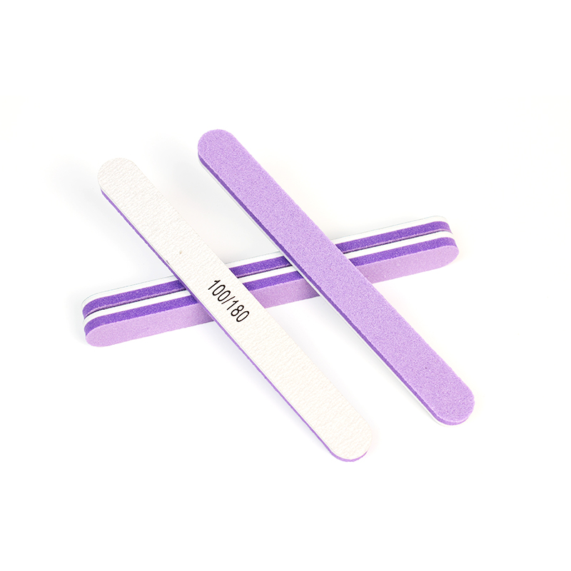 Durable 100 180 Grit Zebra Nail File Washable Soft Purple Sponge Nail Buffing File