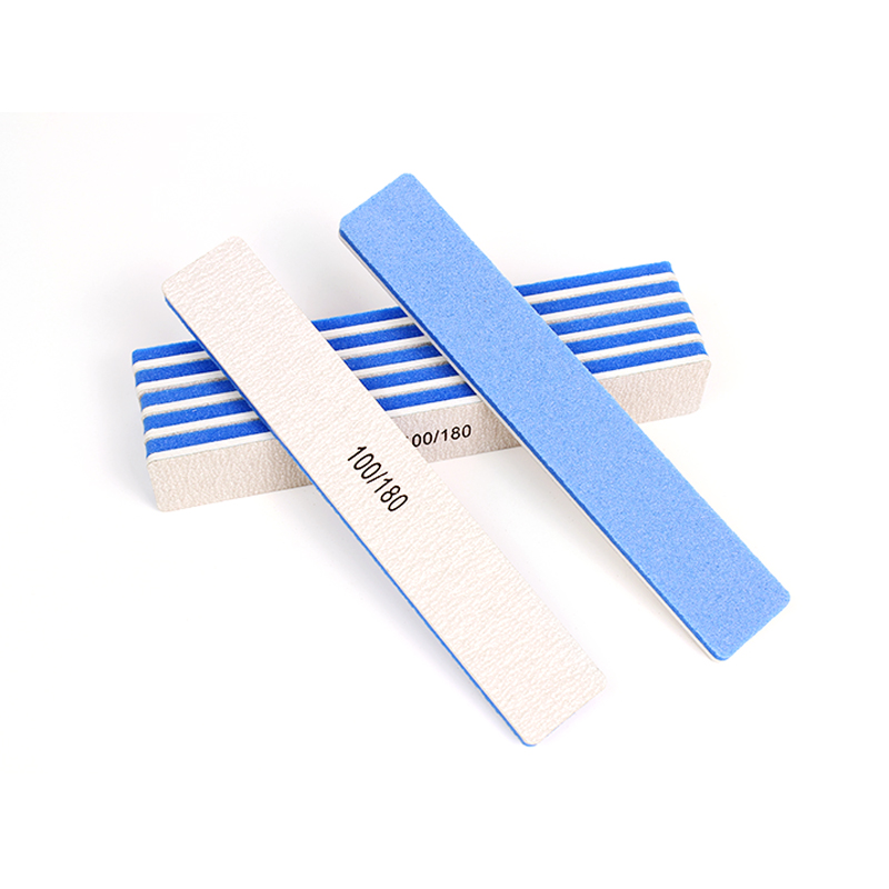Double Sided Sandpaper 100 180 Grit Nail File Blue Sponge Nail Buffer Rectangle Nail File