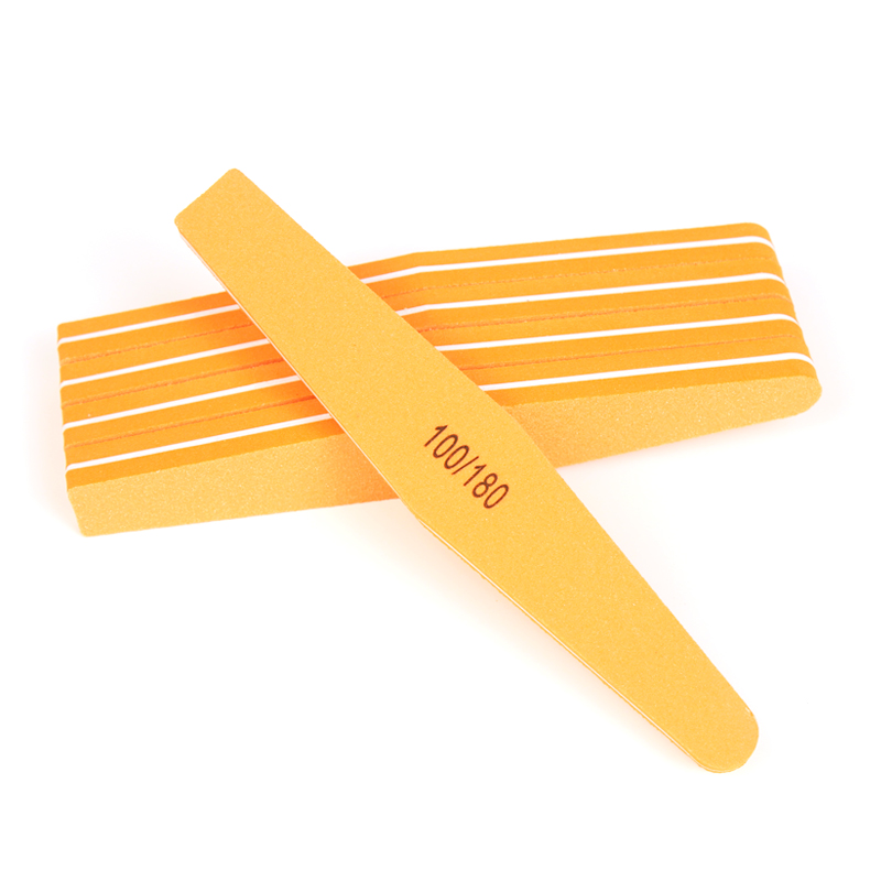 Professional Manicure Tool Orange Nail File Durable 100/180 Grit File for Acrylic Nails