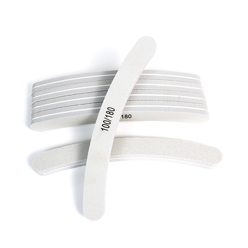 Professional Nail Sanding Tool Double Sided White emery Nail File Banana Shaped Sponge Nail File