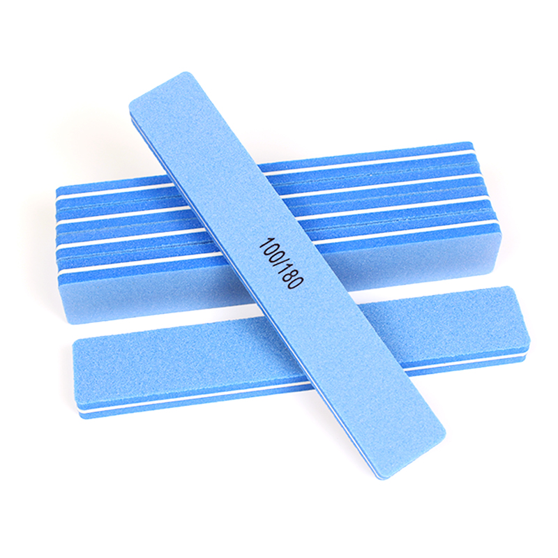 Professional Nail Tool Blue Nail File 100 180 grit Soft Sponge Nail Sanding Polishing File