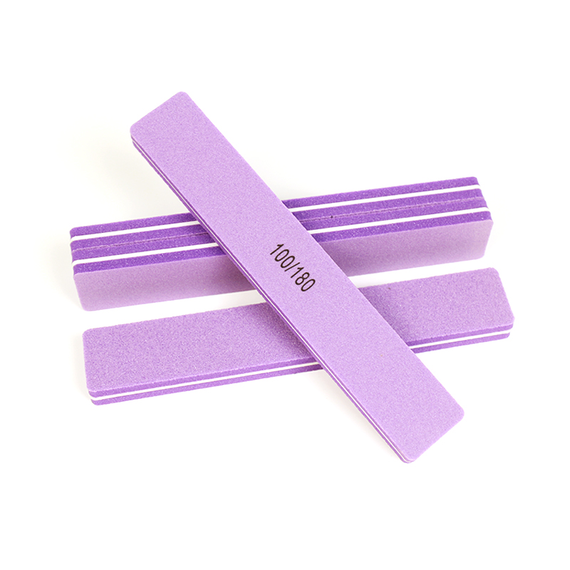 Washable Square Nail File 100 180 grit Purple Sponge Nail File Custom Logo