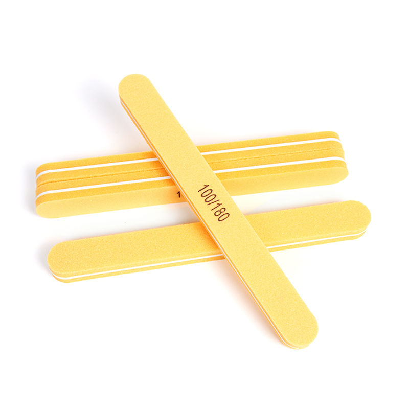 Durable Yellow Sandpaper Nail File Manicure Tool Double Sided Emery Board 100/180 Grit Nail File