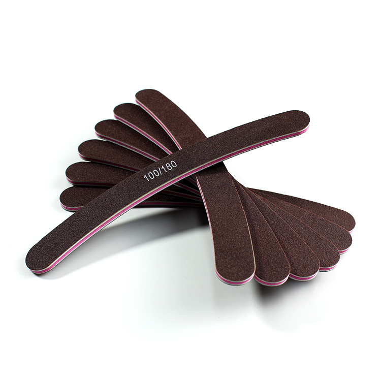 Durable EVA Nail File Double Sided 100/180 Grit Emery Board Nail File Banana Shape Nail File