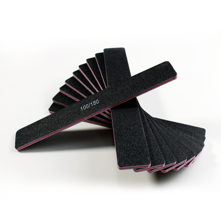 Double Sided Black Emery Board Nail File Washable Rectangle EVA Nail File Custom Logo