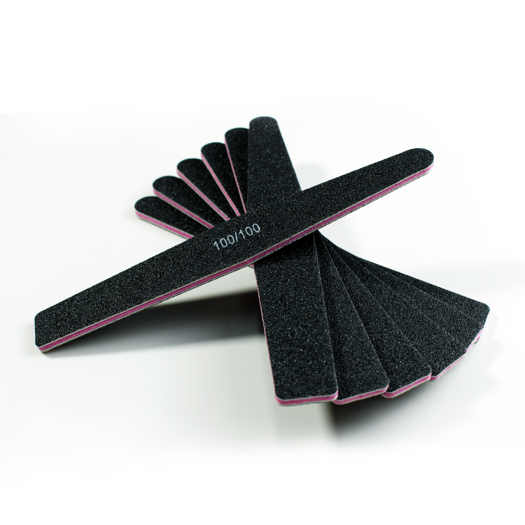 Professional Nail Polishing Tool Balck Sandpaper Nail File 100/180 Grit Emery Board Diamond Shaped Nail File