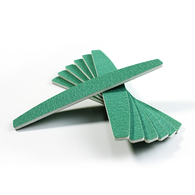 High-Quality Green Emery Board Nail File Reusable Double Sided 100/180 Half Moon Nail File