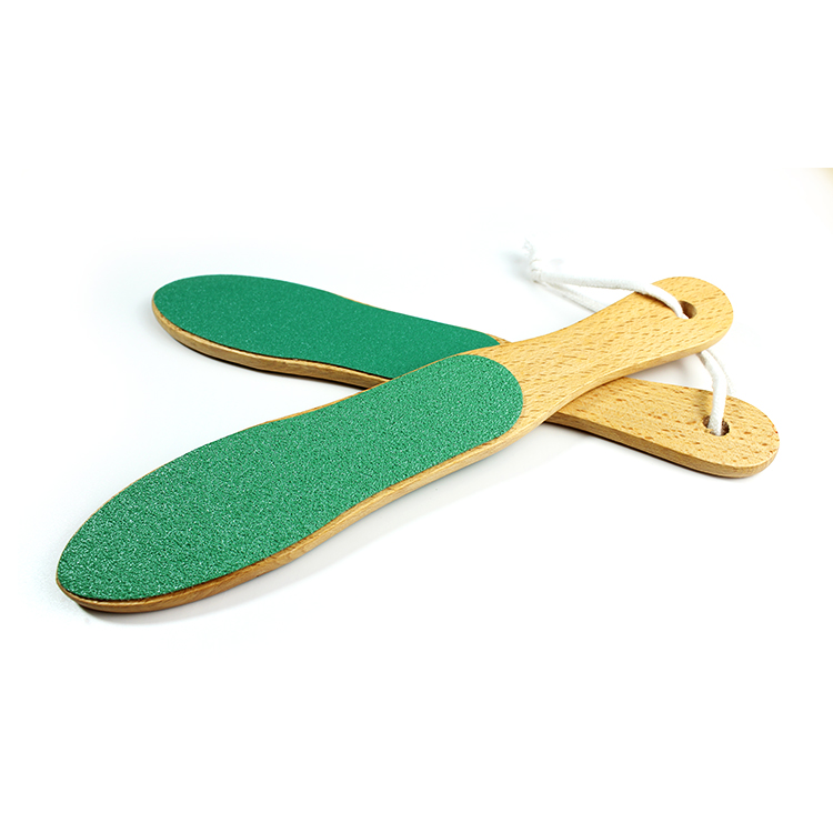Double Sided Green Sandpaper Exfoliating Foot File Washable Wooden Foot File Callus Remove