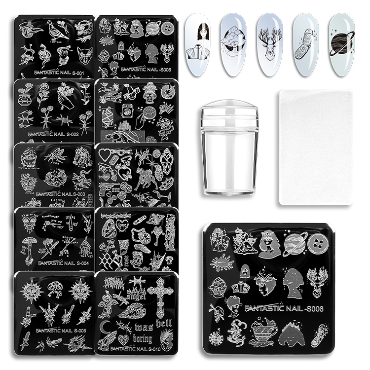 Nail Salon Design 3D Flowers Animals Image Plate Abstract Image Nail Art Stamping Plate Kit