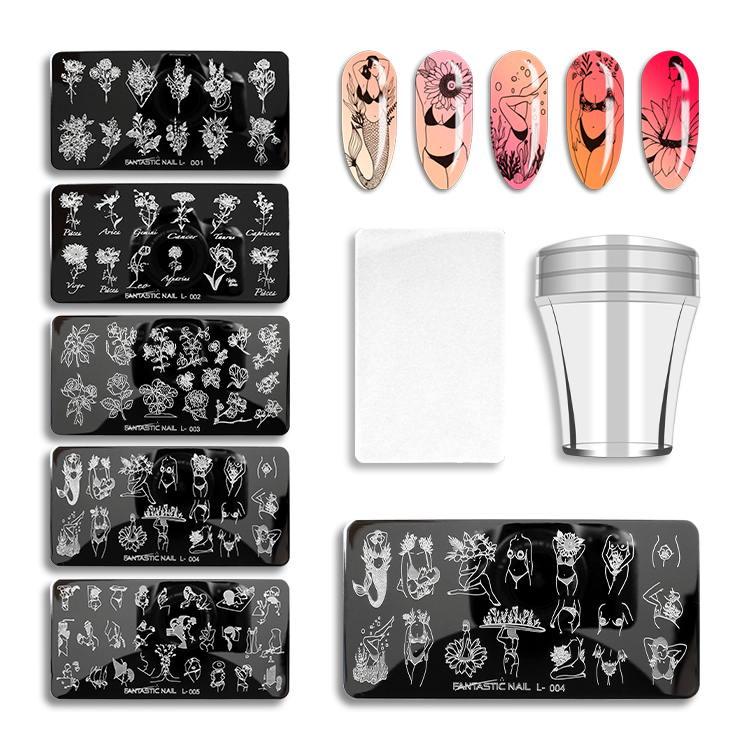 DIY Nail Pattern Transfer Plate 6*12cm Steel Nail Stamping Plate 3D Flower Nail Art Stamping Plate