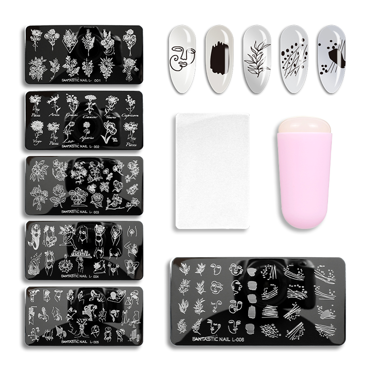 Abstract Image Flower Design Nail Stamp Plate 6*12cm Image Transfer Nail Stamp Template Kit