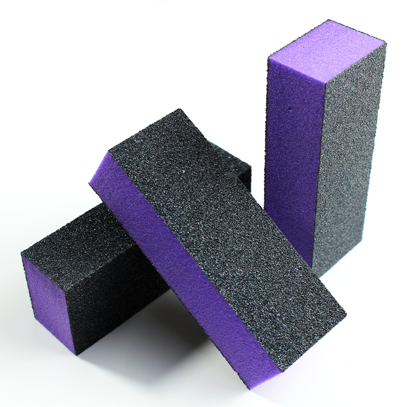 Manicure Tool Soft Sponge Nail Polishing Buffer File Wholesale 3 Way Pruple Nail Buffer Block