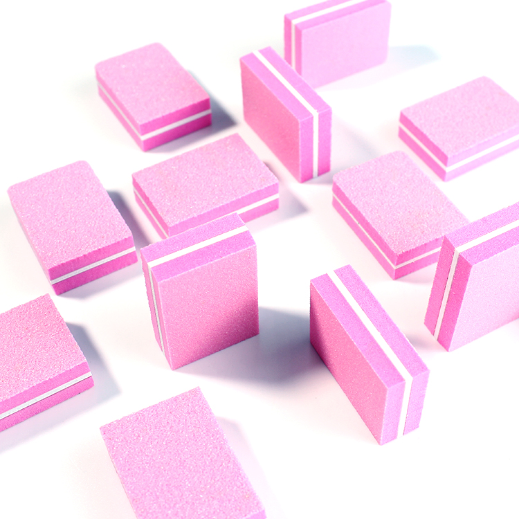 Custom Logo Nail Polishing Buffer Block Double Sided 80 100 Grit mini Nail File Washable Pink Nail Buffer Block